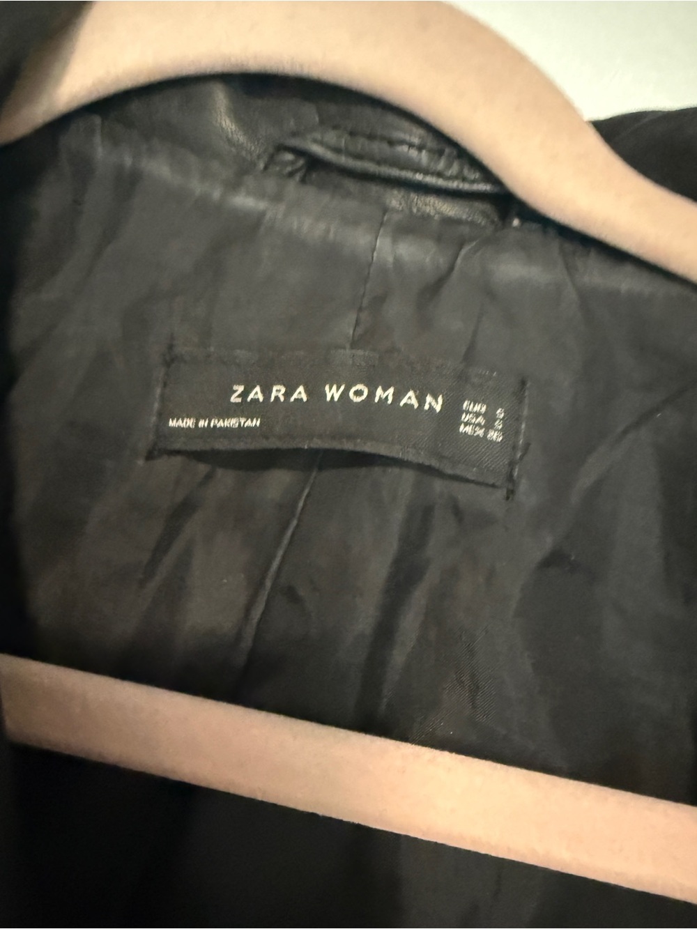 Zara Black real Leather Moto Jacket with Belt - Picture 2 of 4